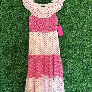 Pink and White Polka Dot Kids Dress